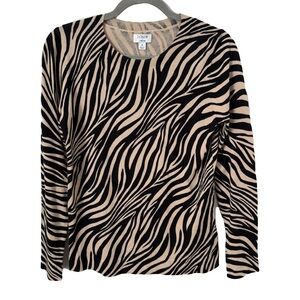 J. Crew‎ Teddie Black Tan Zebra Top Size Small NEW